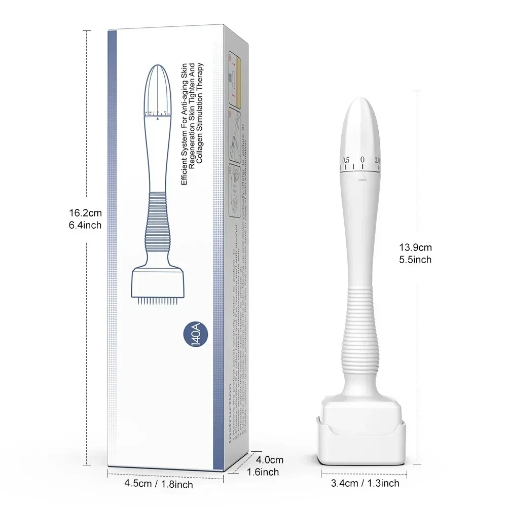 140A Derma Stamp Microneedling Face Roller Massager Adjustable Titanium Needle Length Skincare Beard Growth Scalp Hair - view 3