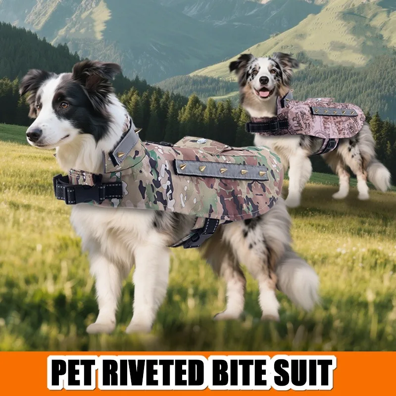 Pet Anti-bite Clothing with Gaskets and Four Rows of Nails Outdoor Sports Anti-bite Clothing Dog Supplies
