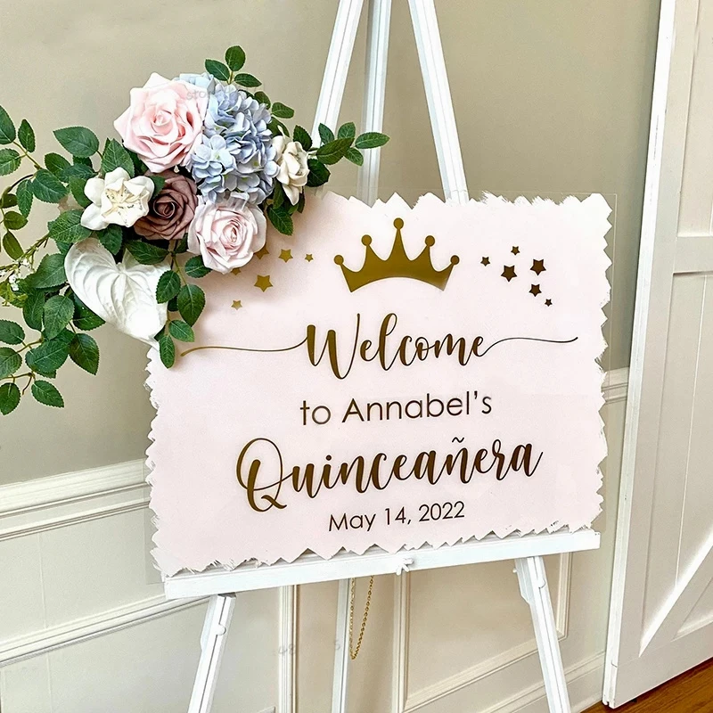 Welcome to Quinceanera Vinyl Decal  Quince Sign Custom Name and Date Birthday Stickers Party Vinyls Decal Poster