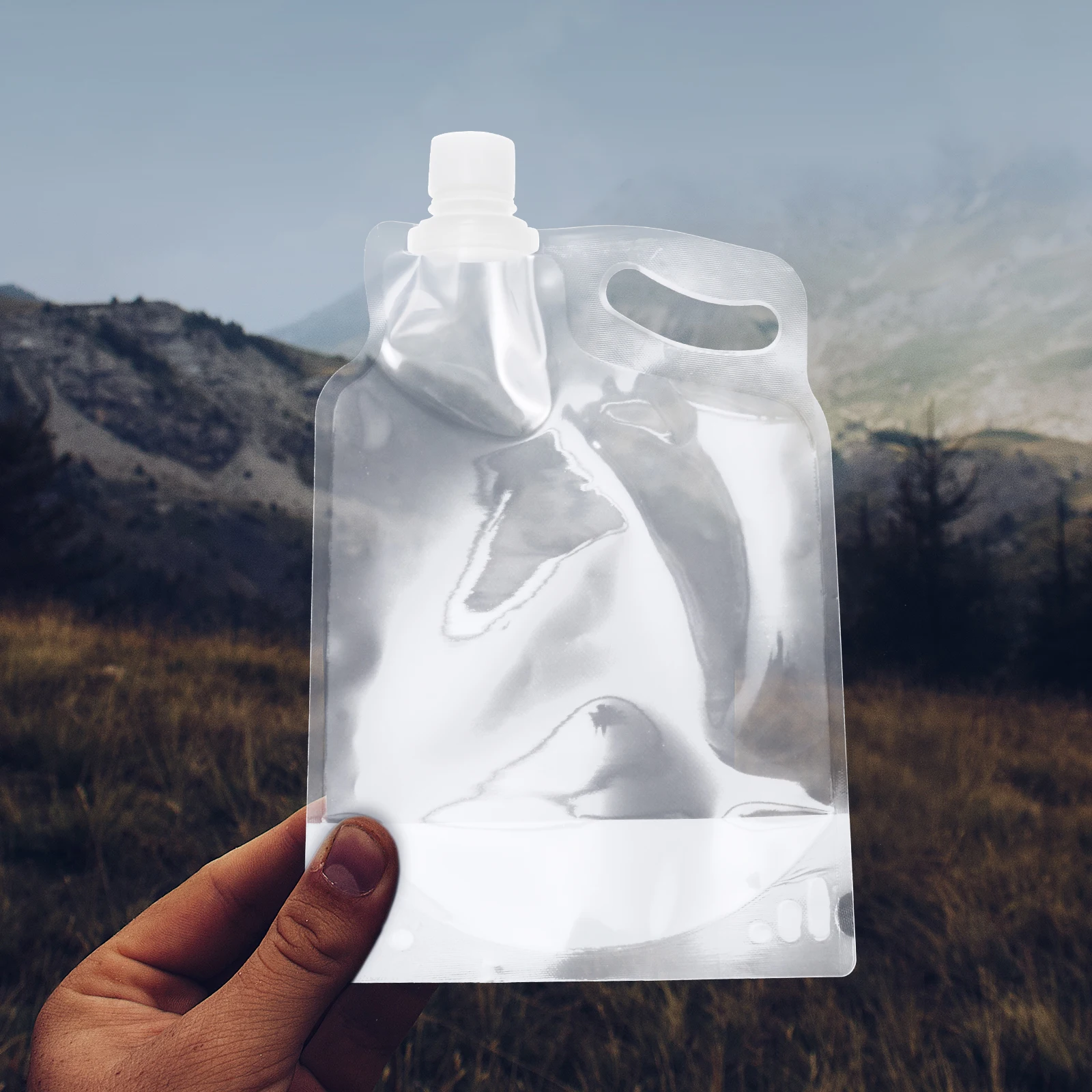 

3pcs Multifunctional Foldable Bottle Lightweight Pe Material Pocket Size For Camping Hiking Collapsible Water Pouch Outdoor