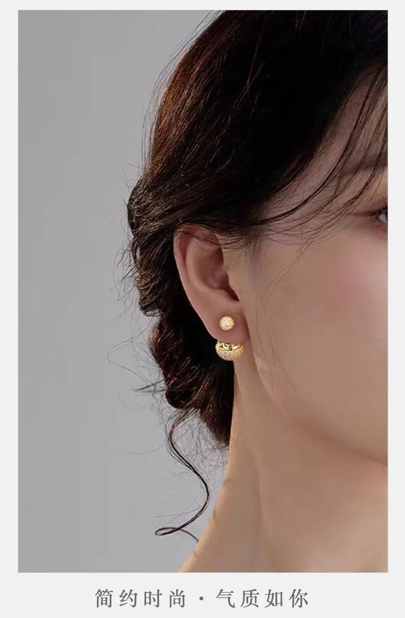 Redondo Incrustado Brincos De Zircão, Galvanizado Luz De Luxo, Clássico e Único, Alto Grau, Alto Grau, Elegante