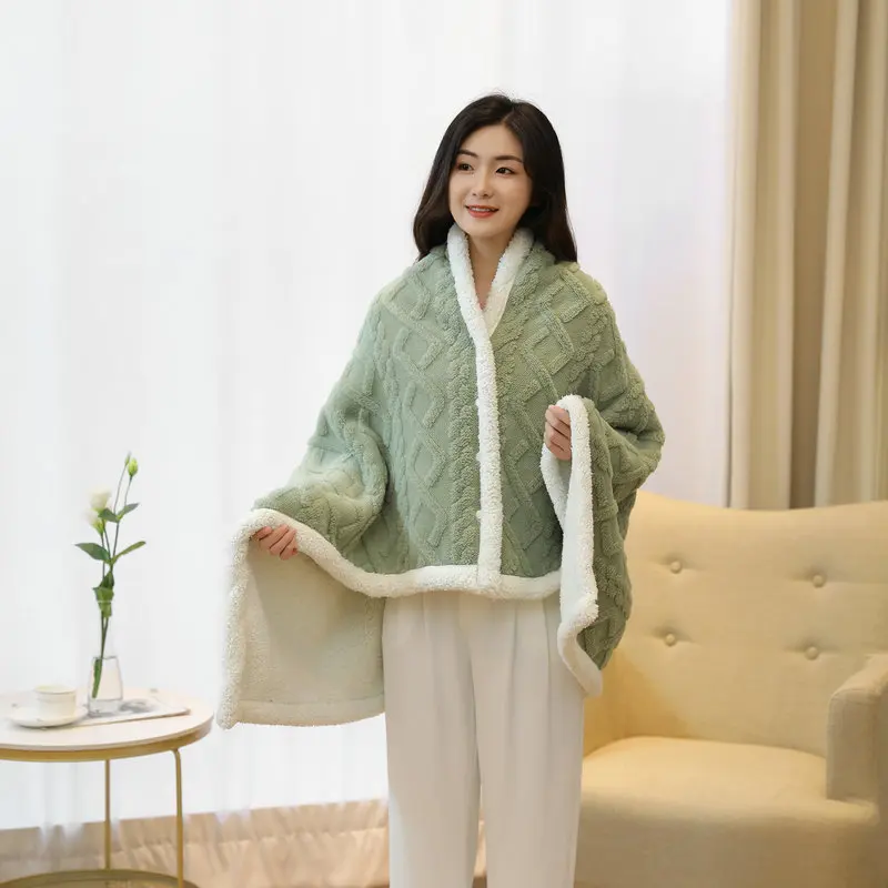 Fuzzy Wearable Blanket with Sleeves Buttons for Women Warmer Adult Taffron Comfy Wear Blankets for Office Desk Christmas Gifts