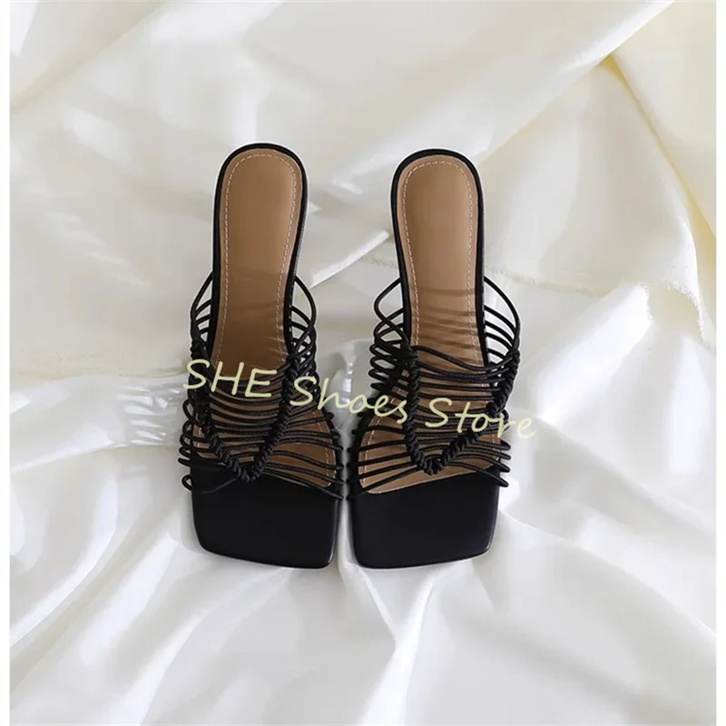 النسيج الروماني ضيق الفرقة الجوف خارج النساء النعال الرجعية ساحة تو كعب رقيقة الانزلاق على الصنادل الصيف خارج السيدات البغال #2