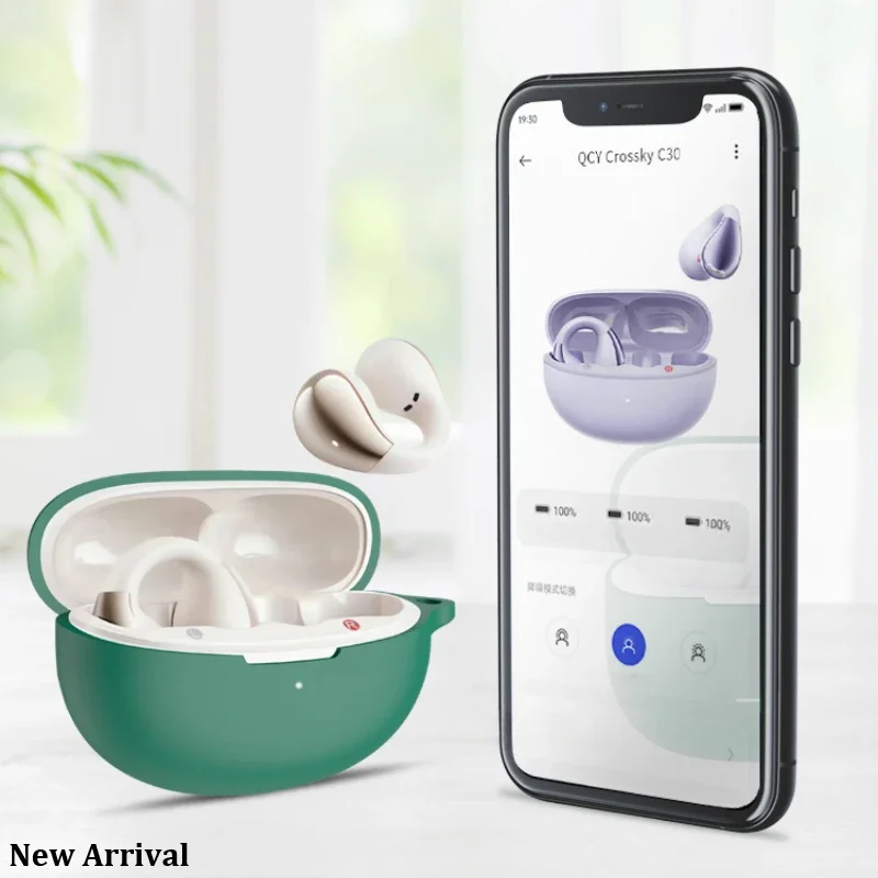 

For QCY Crossky C30 Case Silicone Solid Color Shockproof Earphone Accessories Protector For QCY Crossky C30 Cover