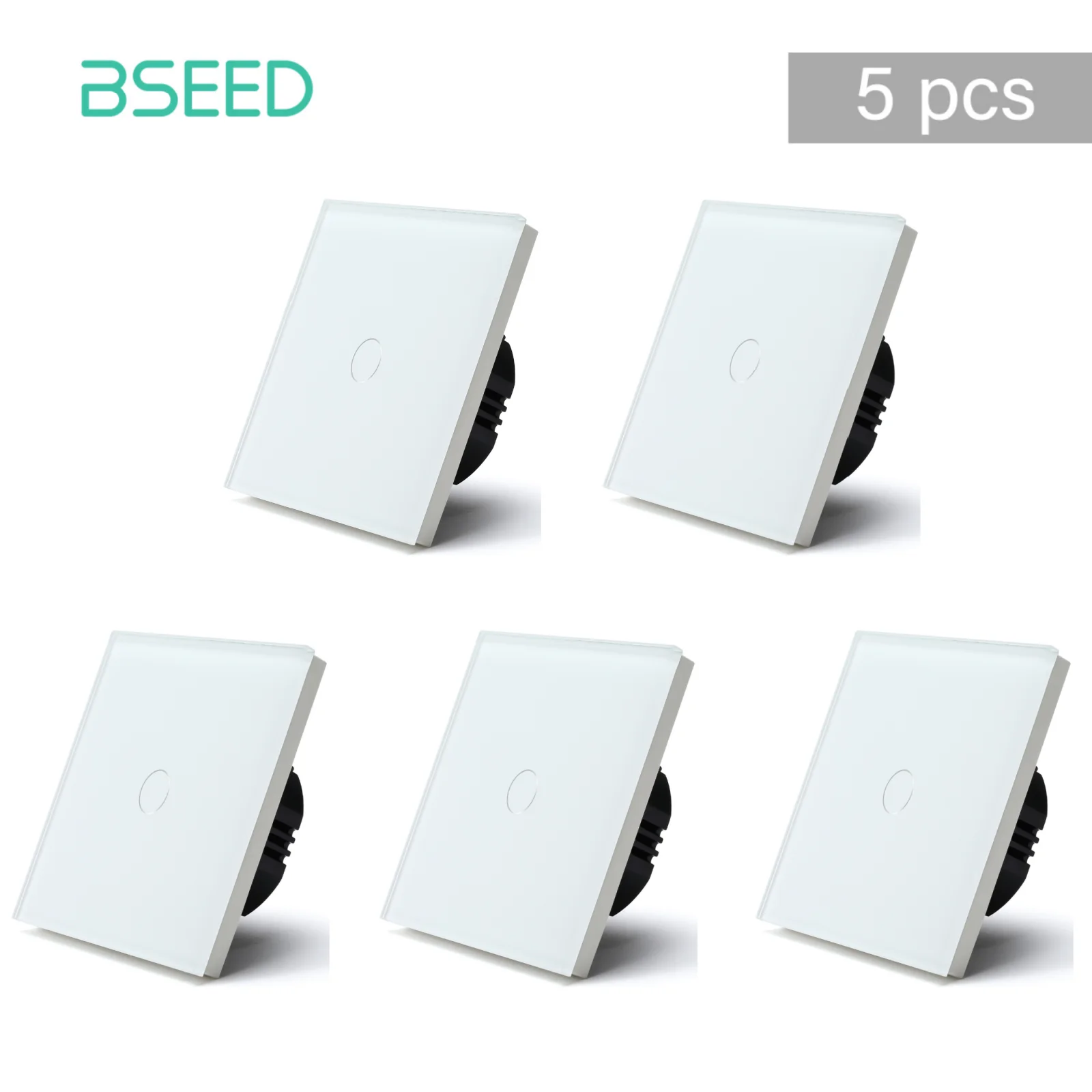 BSEED Touch-schakelaars 1/2Gang 1-weg wandlichtschakelaars Glas sensorscherm Thuisschakelaars Blauwe LED-achtergrondverlichting EU-norm