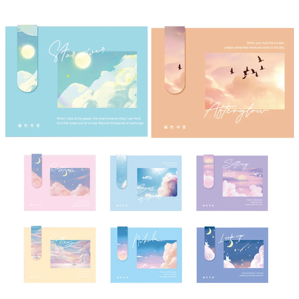 8 Pcs Magnetic Book Bookmark Markers Note Classify Bookmarks Card Clips Paper Holder Reading Painting