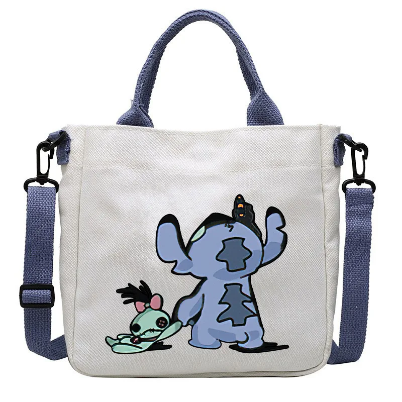 حقيبة يد قماشية من ديزني ستيتش للنساء حقائب يد كارتونية ليلو وستيتش وحزام كتف قابل للفصل وحقيبة كتف ذات سعة كبيرة