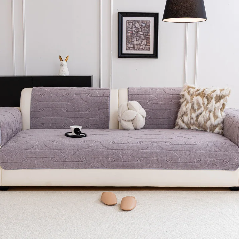 

Плюшевый чехол для диванной подушки, нескользящий коврик для дивана, новинка 2026, защита для кресла, L-образный диван, 1/2/3/4-местный, универсальный, всесезонный, для дома