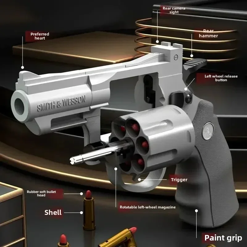 Continuous Firing ZP5 357 Revolver Launcher Pistol Soft Dart Bullet Toy Gun CS Outdoor Battle Game for Kids Adult Play