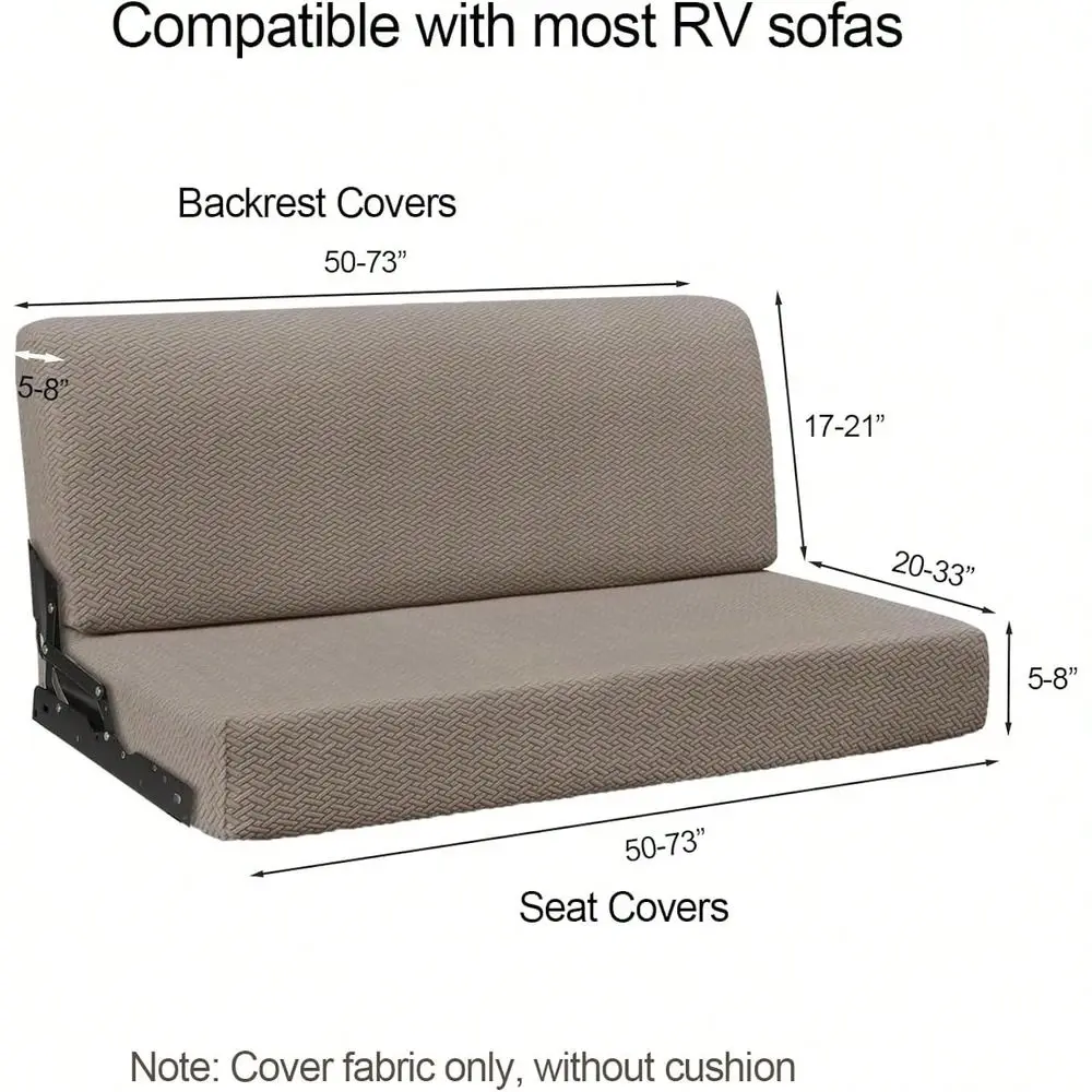 Couch Covers For Sofa Bed 2Piece Stretchable Backrest Seat Covers For Jackknife Sleeper Sofas Khaki Variant 1
