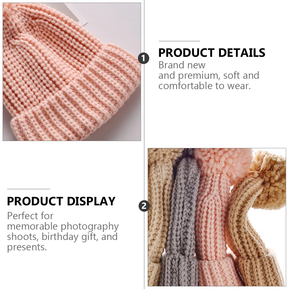 

Baby Woolen Hat Kids Pompom Yarn Warm Cap Knitted Beanie Toddler One Size Fits Most Autumn Winter Fashion Photograpgy Birthday