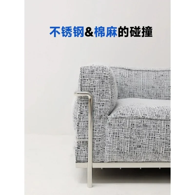Sofa chair cotton and linen fabric Bauhaus leisure chair living room LC3 single chair