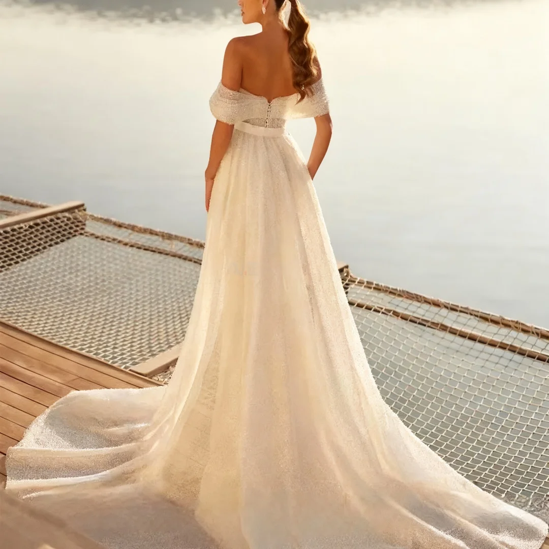 Customized  Vintage Off The Shoulder Wedding Dresses mermaid Bridal Gowns sleeveless Backless Formal Porm Party