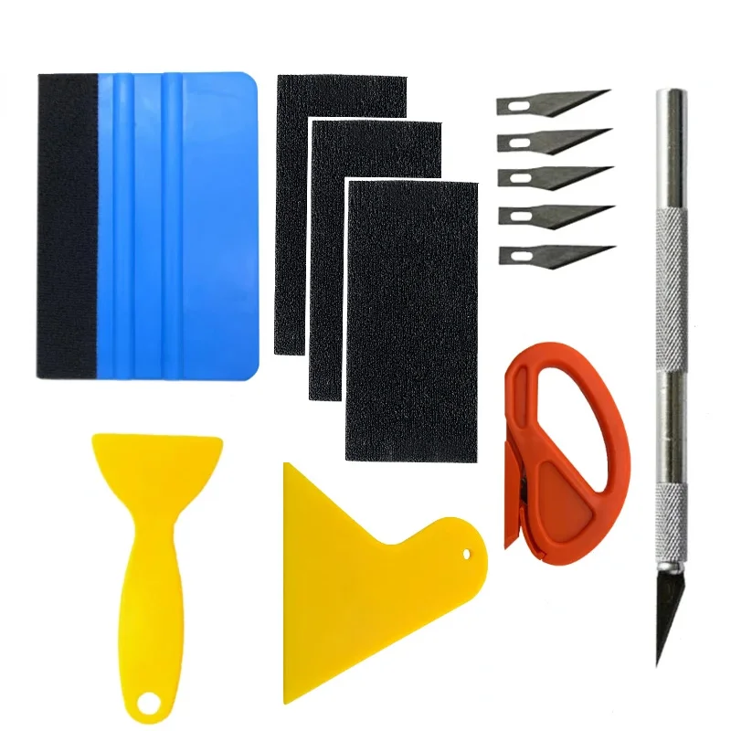 New Car  Vinyl Spatulas Plastic Wrap Tools Window Tinting Tools Car Wrapping Tools Kit Vinyl Scraper Cutter Film Squeegee