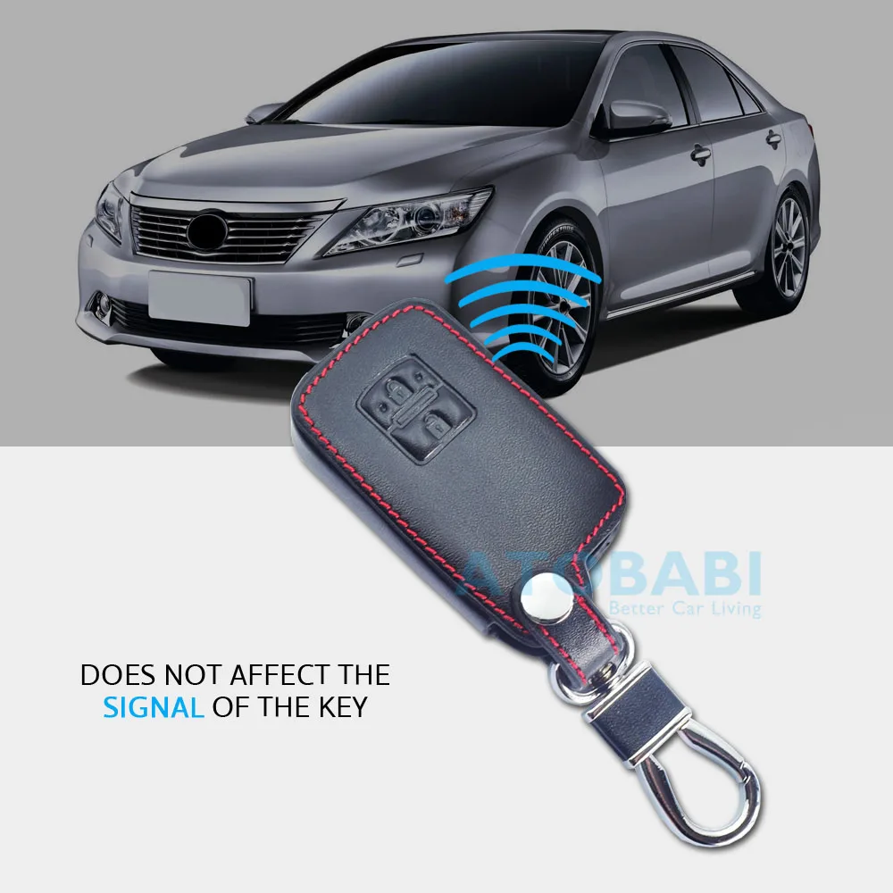 Leather Car Key Case For Toyota Auris Camry RAV4 Avalon Yaris Verso 2012-2018 2 Buttons Smart Keyless Remote Fob Protector Cover