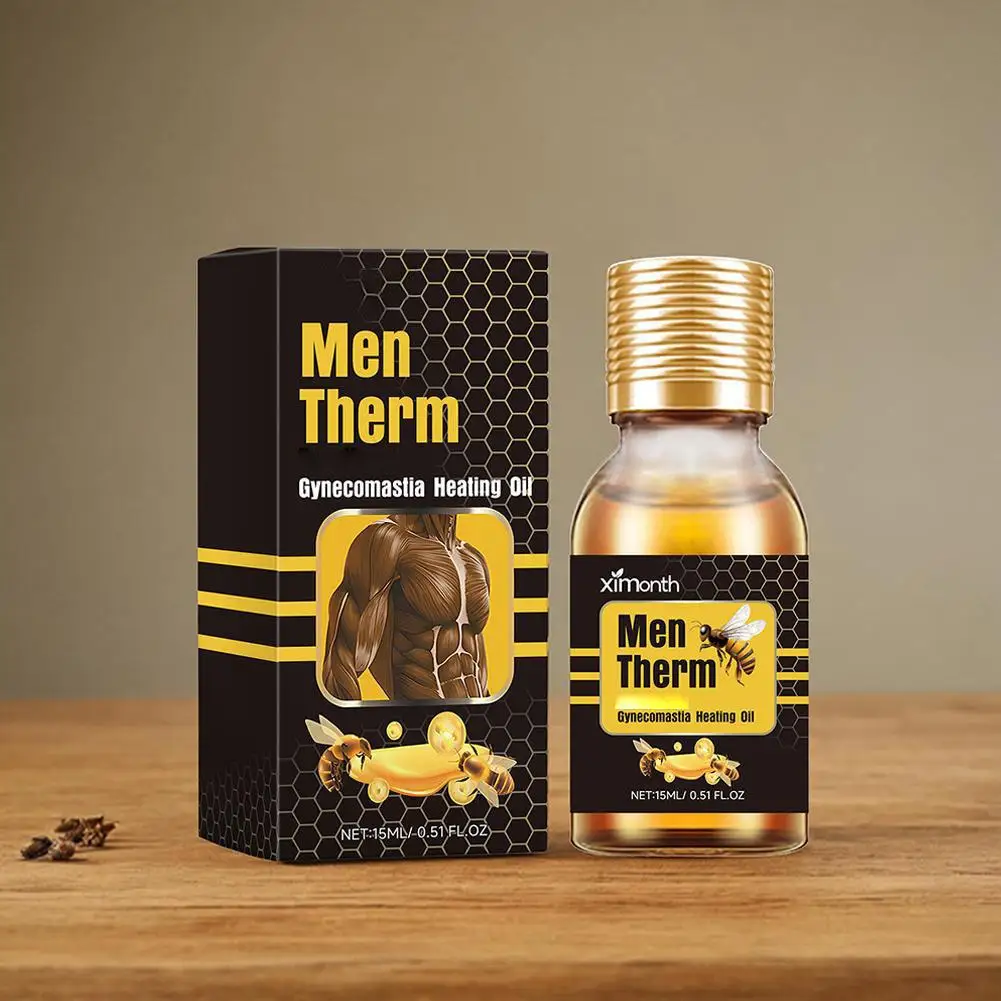 New 15ml Men Bee Gynecomastia Heating Oil Breast Shaping Serum Oil Breast Firm Skin Massage Breast Tighten Care B3Q0