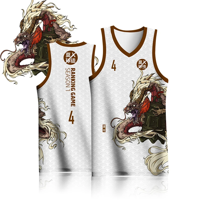 BASKETMAN Basketball Jerseys For Men Customizable Full Sublimation Team Name Number Logo Printed Dragon Pattern Training Clothes