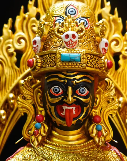 Copper Gilded Zaki Lhamo Statue Tibetan Goddess of Wealth Zashi Lhamo Figurine Altar Decor, 34cm, 24cm, 18cm