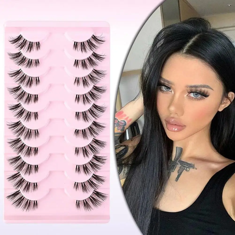 10 Pairs Natural Soft 3D Mink False Eyelashes Handmade Faux Eyelash Lashes Extension Fake Eye Make Up Cils Tools Beauty maq D5C1