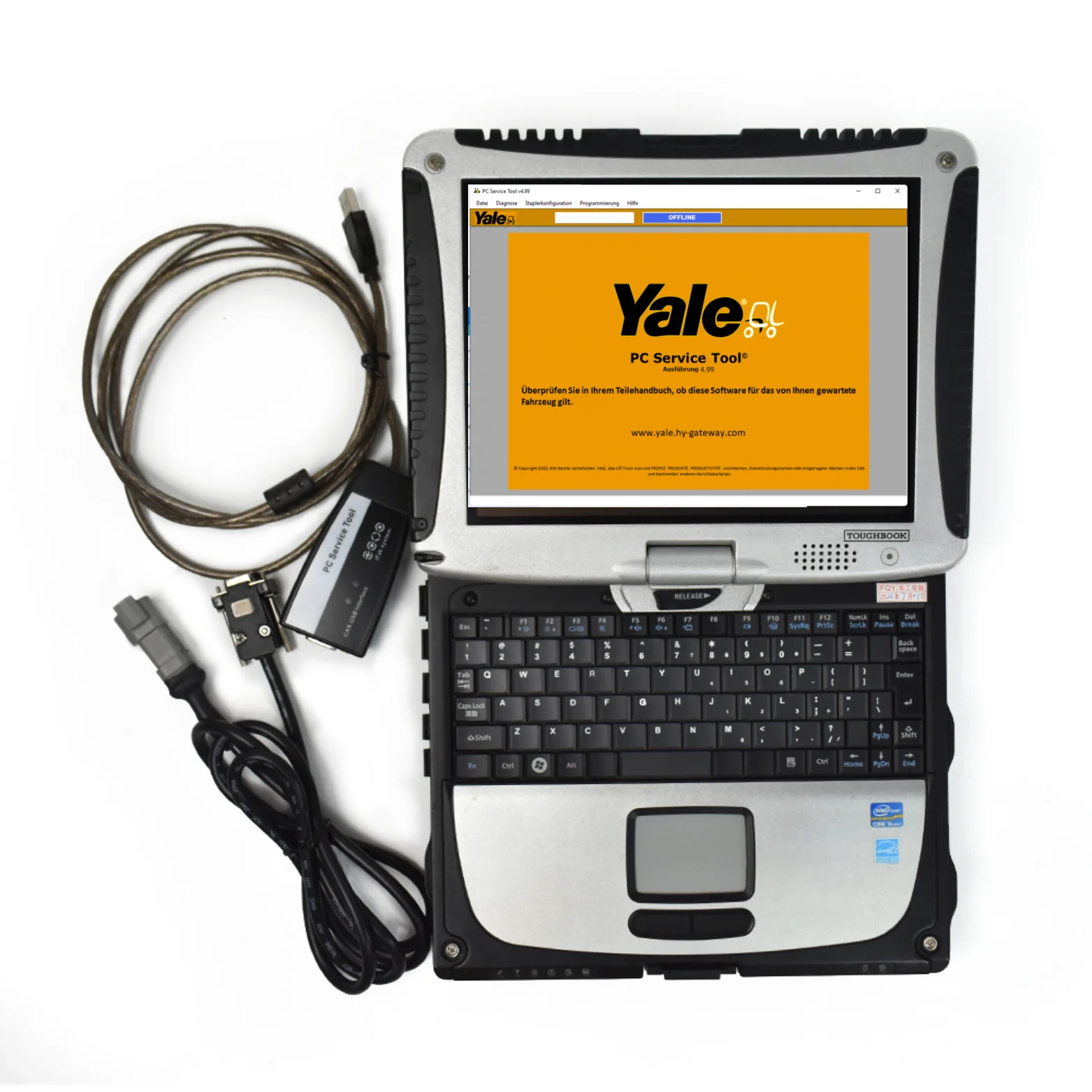 CF19 laptop for v4.99 Yale Hyster PC Service Tool CAN USB Adapter Cable Ifak forklift trucks diagnositc tool