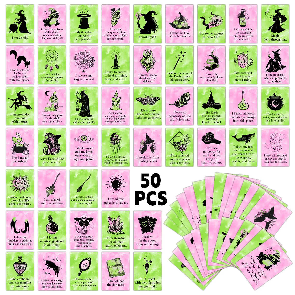 

《50 Magical Self-Love Affirmation Cards for Halloween – Witch Affirmation Cards》50 Magical Witch Self Love Affirmation Cards