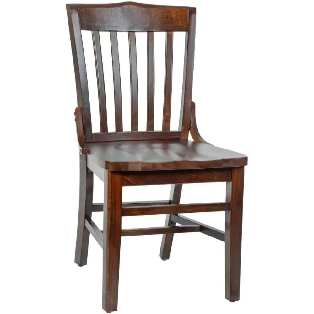 Hercules Series School House Back Mahogany Wood Dining Chair, Traditional Elegant Wood Restaurant Chair|