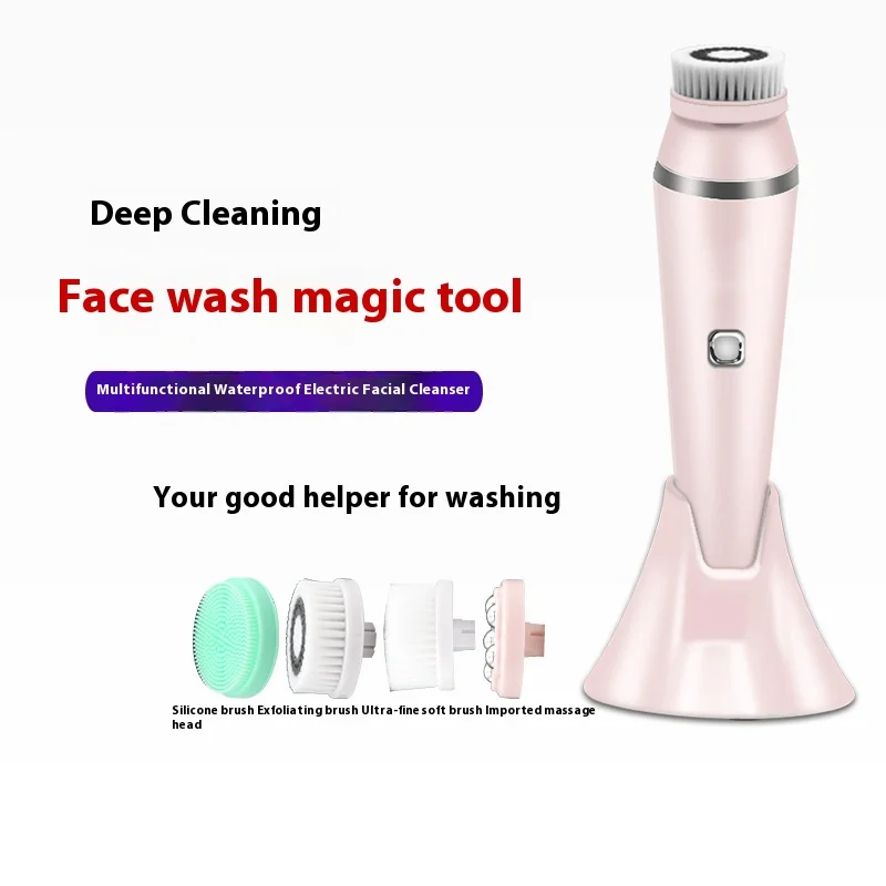 Escova facial recarregável à prova d'água, limpador de poros, instrumento elétrico de limpeza facial quatro em um