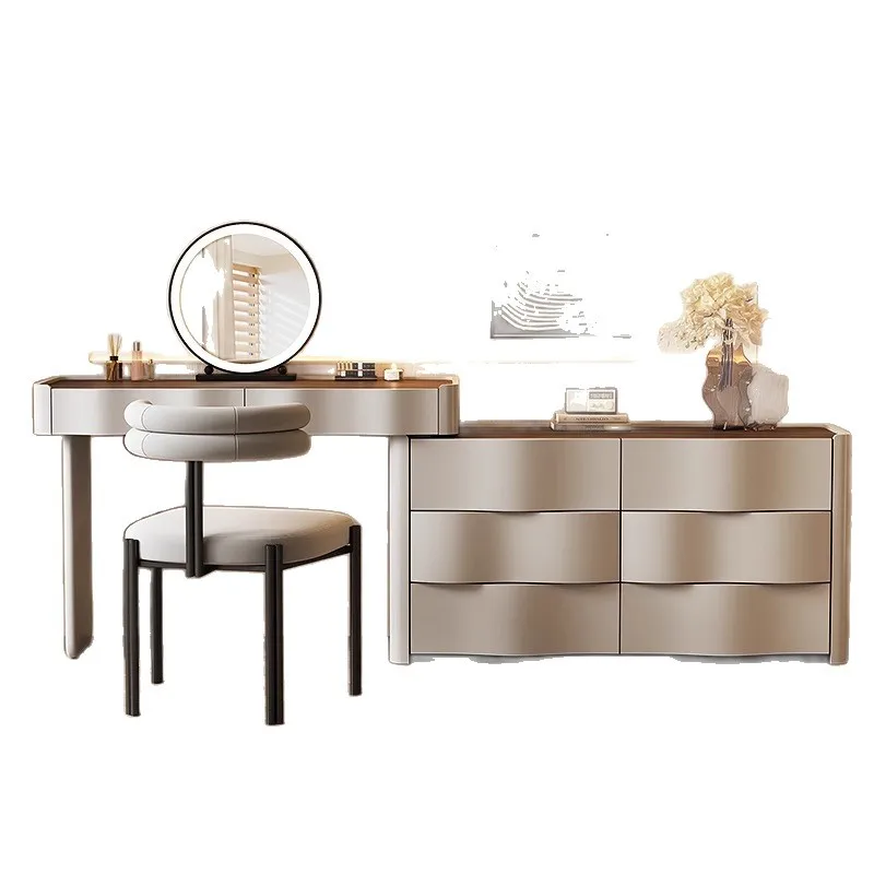 

Light luxury bedroom solid wood makeup table Italian dresser storage chest integrated