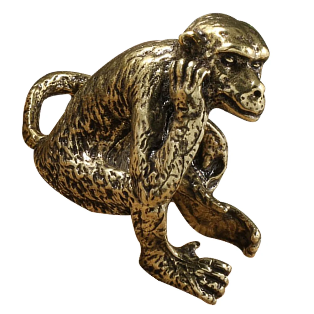 

Thinking about Monkey Ornaments Mini Animal Brass Decor Figurines Desktop Miniature Statue Decorative Sculpture Home