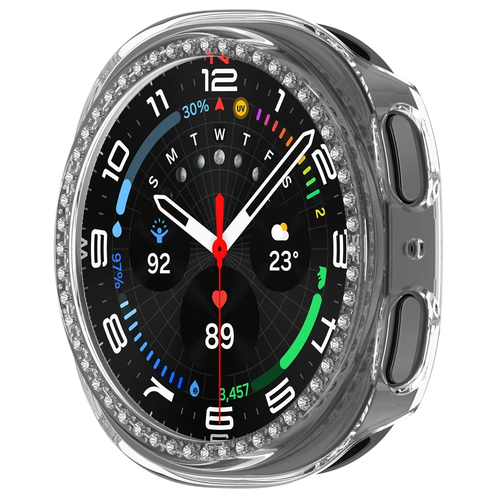 BEHUA Bling PC Hollow Pelindung Case untuk Samsung Galaxy Watch8 40Mm 44Mm Diamond Crystal Case Hard Cover Pelindung Shell Bumper
