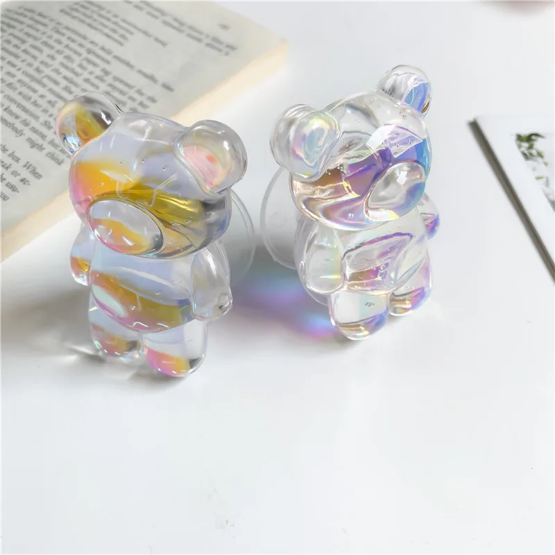 1pc Diy Bear Finger Grip Tok Cell Phone Holder Foldable Expanding Phone Stand Mobile Accessories For Phone Finger Bracket