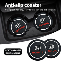 Car Coaster Water Cup Slot Non-Slip Mat Pad Emblem Interior For Honda Civic Fit Jazz Accord Pilot Passport Stepwgn CRV BRV HRV