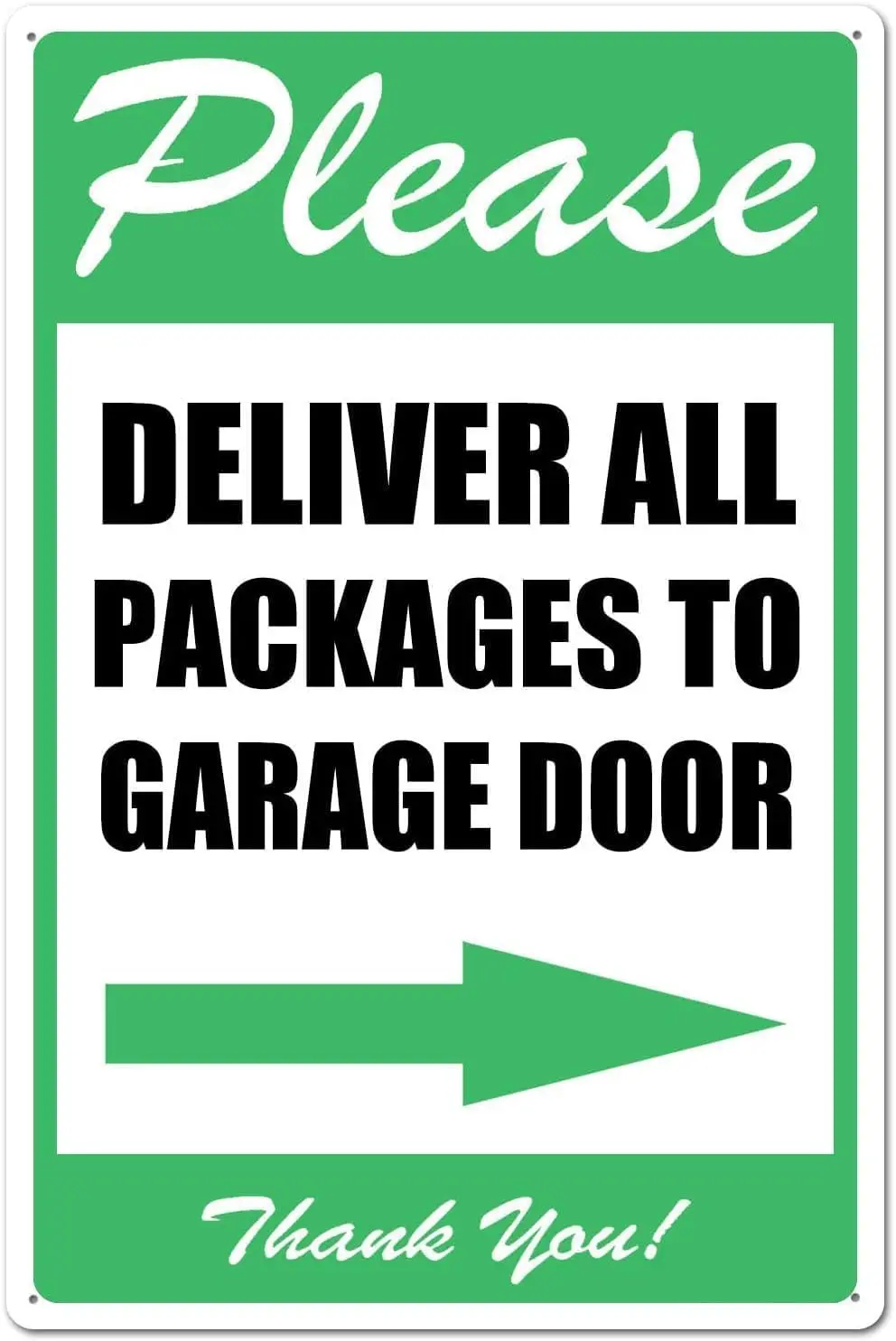 Please Deliver All Packages to Front Door Left Arrow Thank You Poster Plaque, 12 x 16 Inches Package Delivery Metal Tin Sig sign