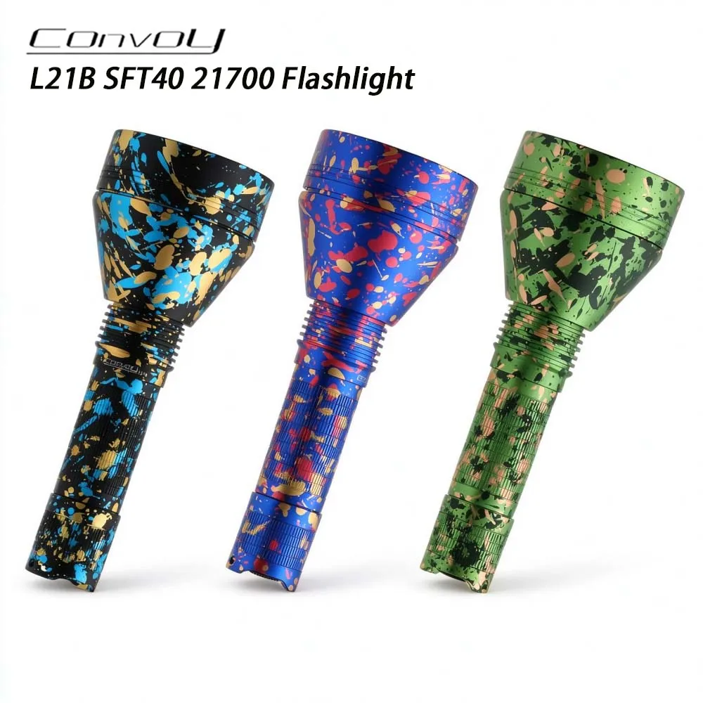 Convoy L21B SFT40 Camouflage Flashlight  2000LM Long Range Torch 12 Groups 21700 Hunting Flashlight