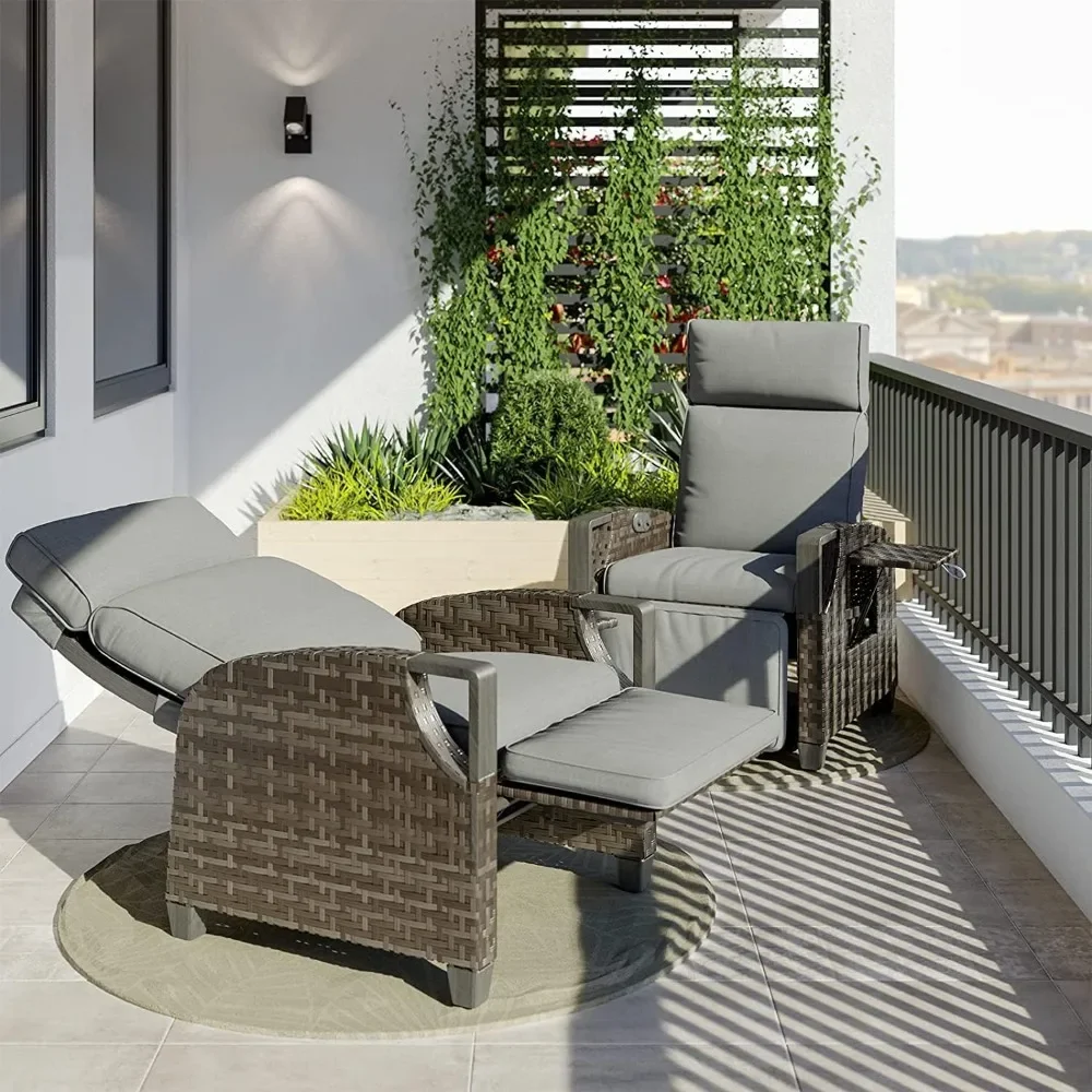 

Outdoor Recliner Air Pump 150° Lay Flat Reclining Chair with Independent Adjustable Back and Footrest Removable Olefin Cushion