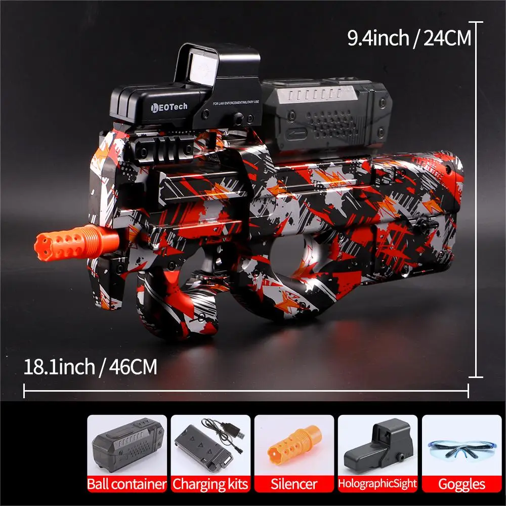 P90 Electric Gel Gun Toy Gun, Fully Automatic Splash Ball Toy Gun Suitable for Outdoor Activities -, Outdoor Shooting Team Game