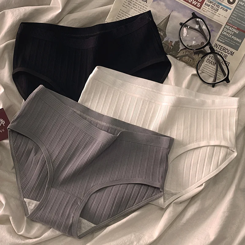 IEUHIA 3Pcs/set Cotton Panties Mid-Rise Women's Underwear Soft Breathbale Sports Panty Girls Briefs Solid Color Underpants