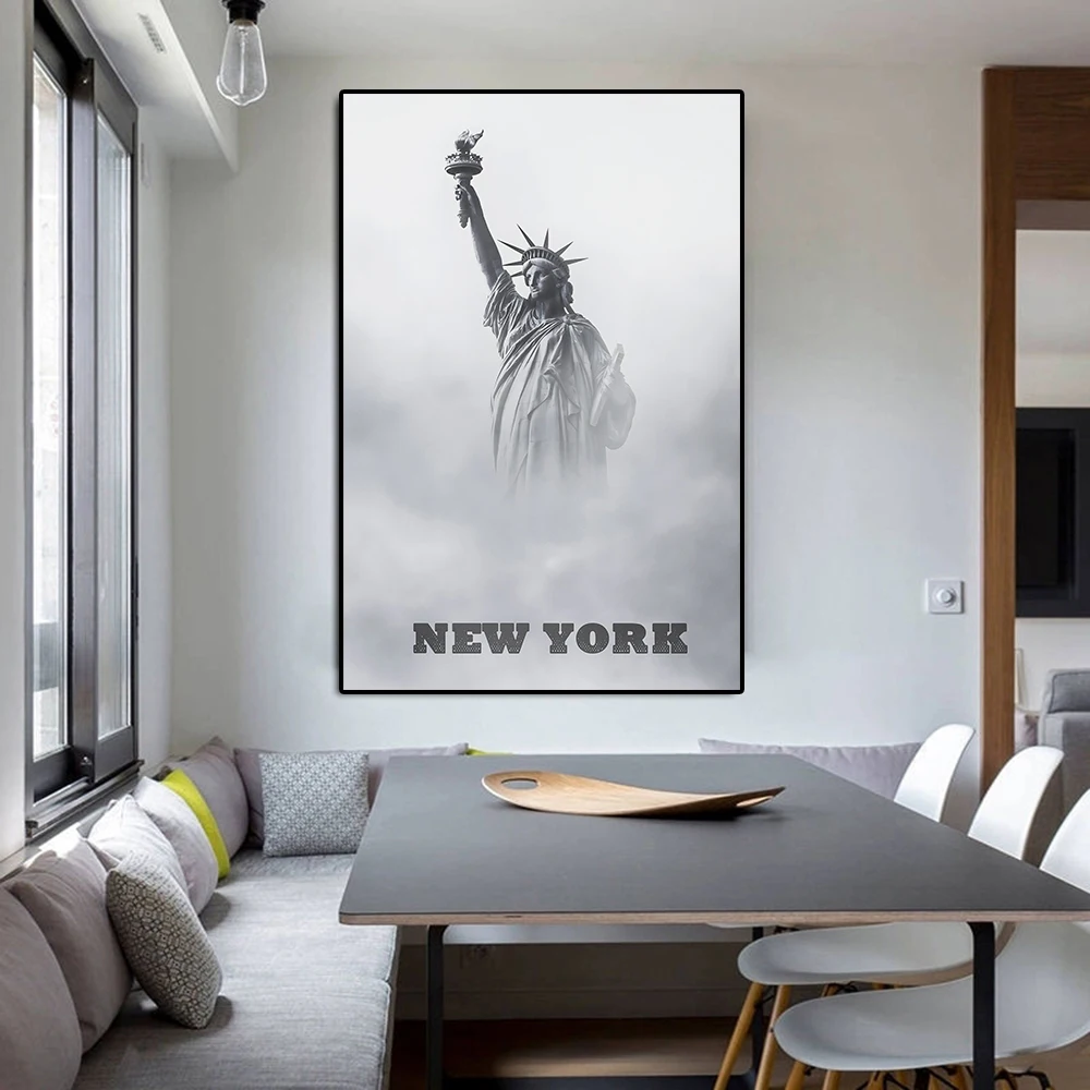 

Abstract Statue Of Liberty Canvas Painting New York Landmarks Travel Poster Print Drawing Studio Wall Art Living Room Home Decor