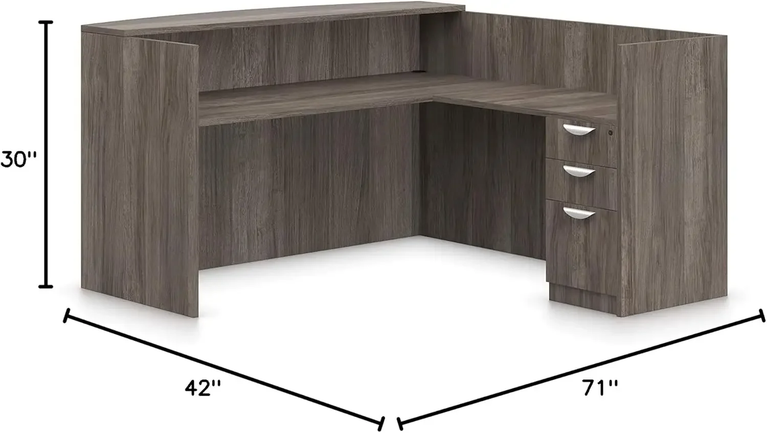 Offices To Go L Shaped Reception Desk W/Drawers W/Transaction Top 71