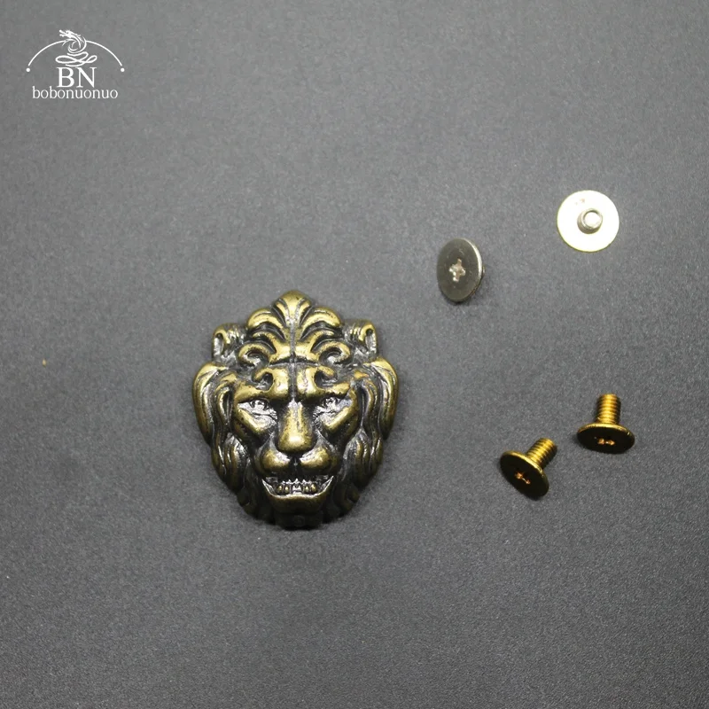 Pure Brass LION Head Decorative Buckle Retro Fashion Wallet Rivet Button DIY Leather Bag Backpack Belt Screw Buckles Accessories