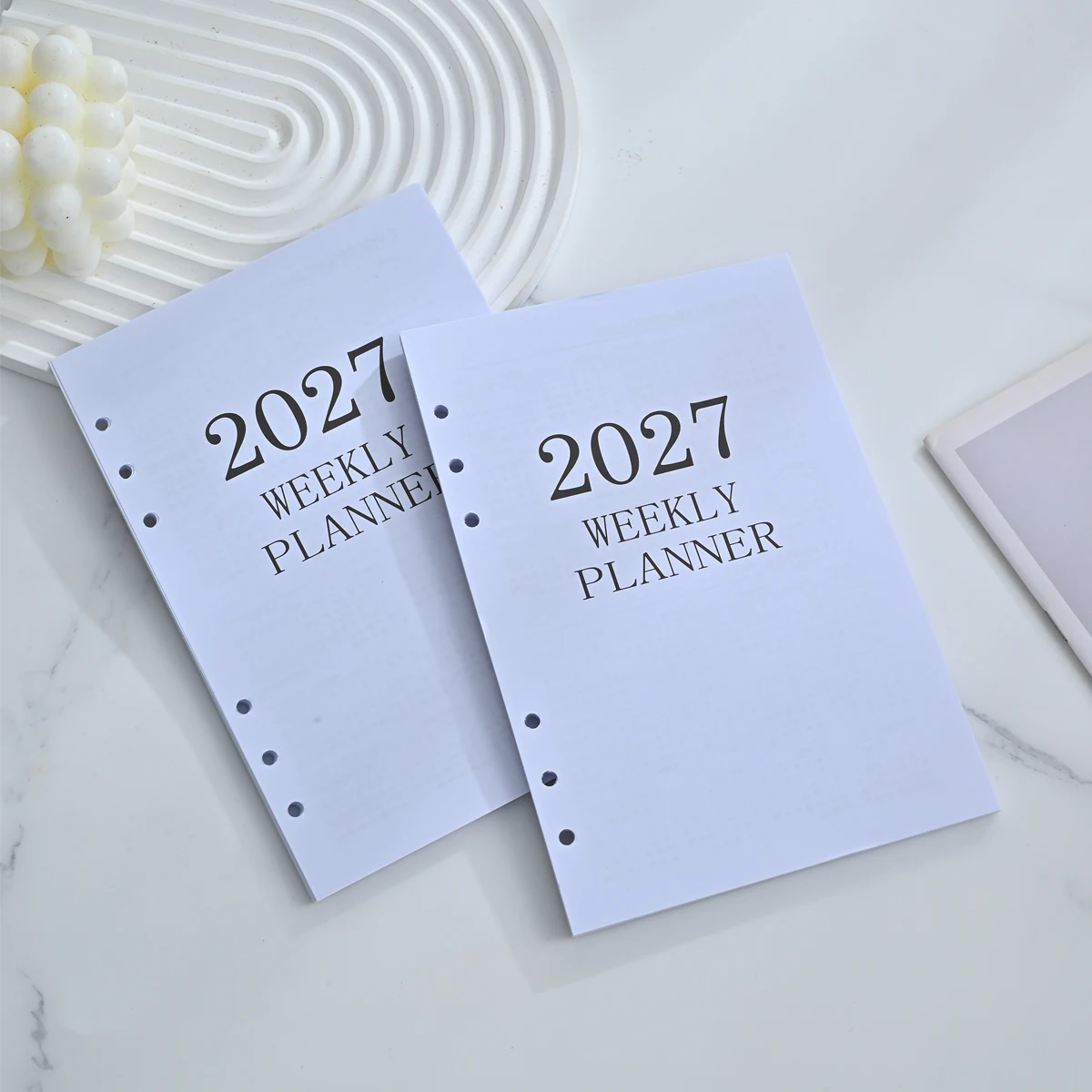 2027 A5 Weekly Planner Refill 64 Sheets 128 Pages Loose Leaf Thin Insert Week on Two Pages Calendar Diary English Ring Binder