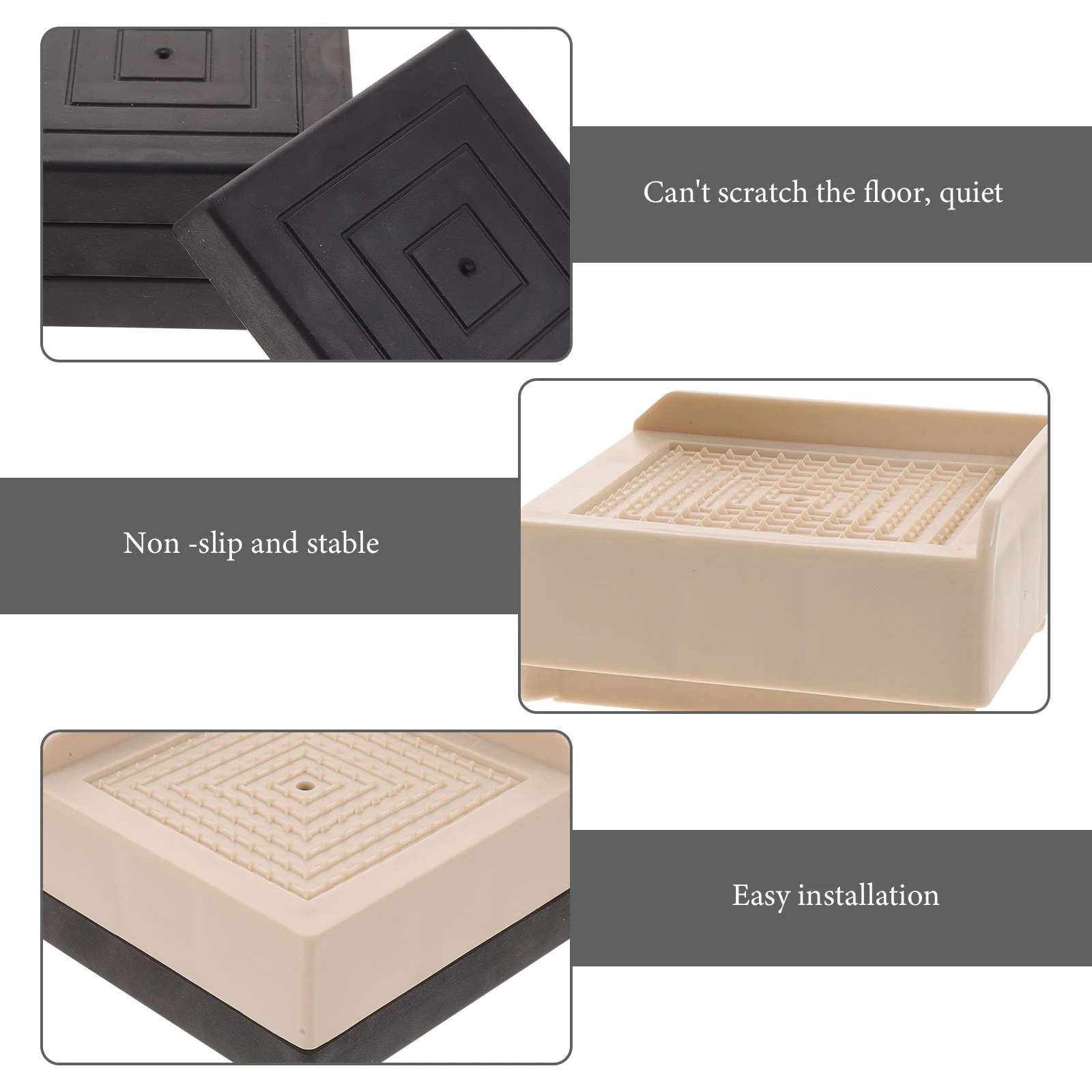4 Pcs Bed Mat Couch Risers Furniture Desk Leg Lifters Table Feet Pad Heavy Duty Chair