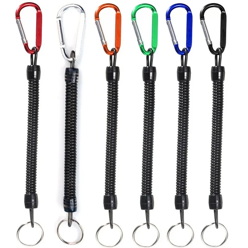 1 Fishing Tool Anti-loss Lanyard Telescopic Elastic Retention Rope Safety Spring Lanyard Rope Key Ring Accessories Camping Gear