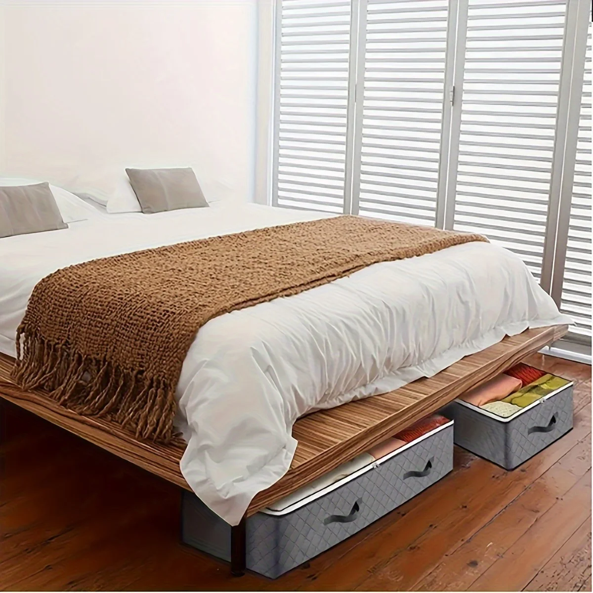 Under Bed Storage Containers Ample Quilt Storage, Dustproof, Space Saving, Convenient Under Bed Solution Closet Organization