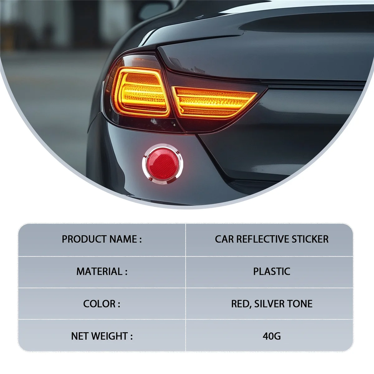 Adesivo riflettente riflettente rotondo in plastica per auto da 4 pezzi rosso