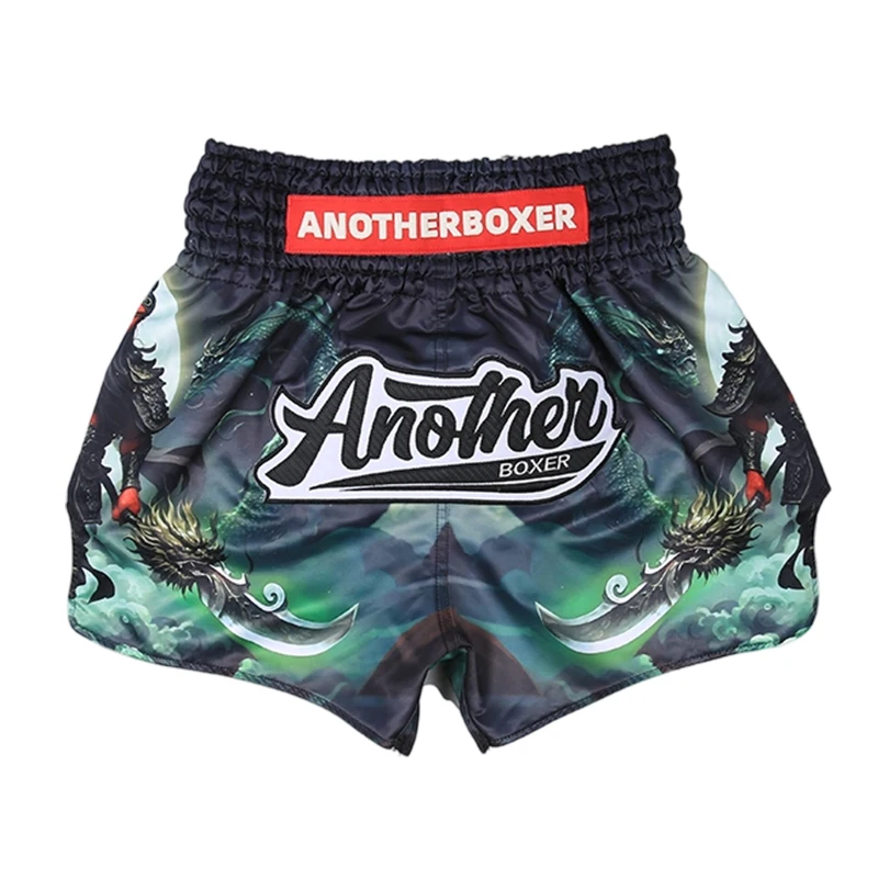 Muay Thai Fight Shorts Dragon Warrior Kickboxing Shorts Side Slits Men Women Youth Martial Arts Sparring Boxing Training Pants