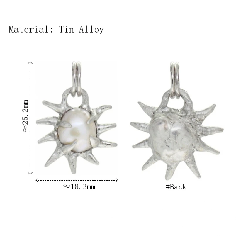 Handmade Brutalist Y2k Soldered Charms Pendant Spiky Free Form Bubble Claw Organic Claws Thorns Silver Plated Pearl
