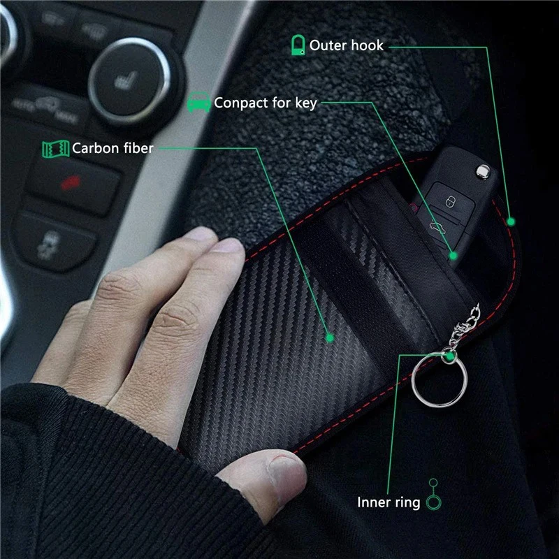 For Hyundai N Line I10 I20 I30 Tucson Accent Elantra Santafe Sonata Azera Car Key Case Signal Blocker Bag RFID Shielding Pocket - view 5