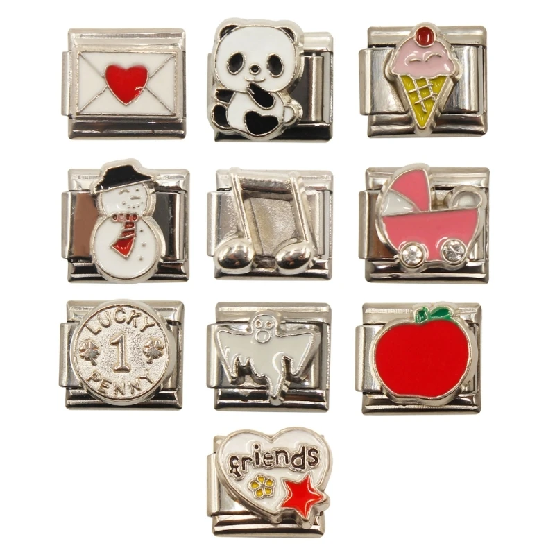 Colorful Square Bead Stainless Steel Bracelet Modules Italian Handchain Components Charm Link Essential Jewelry Making Supplies