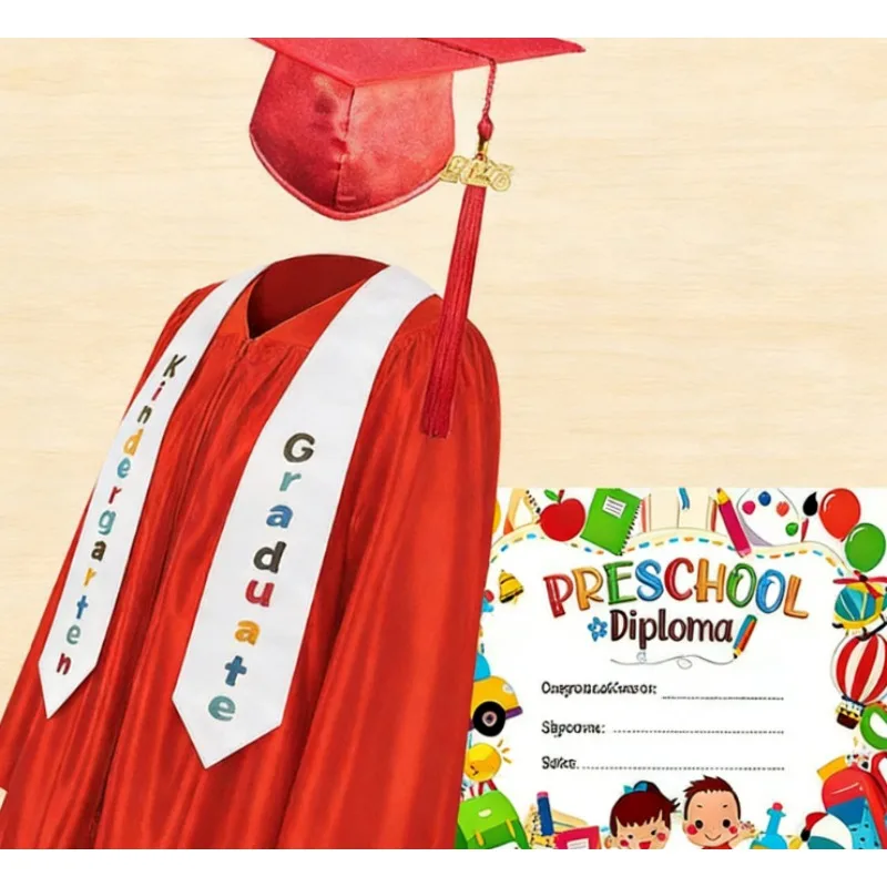 

Детский костюм для церемонии бакалавриата: Американская вязаная мантия для выпускников PhD с шалью и кардхолдером для фото